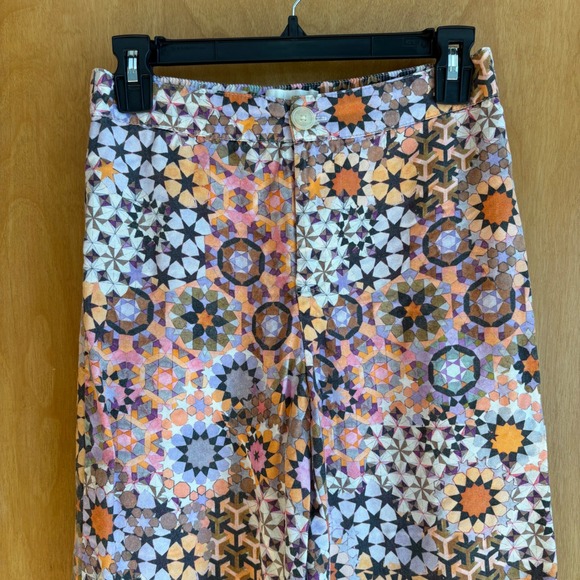 Anthropologie Geometric Print Wide Leg Pants Orange Purple Multi Size 2P - Picture 4 of 10